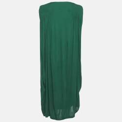 Pre Owned Alexander McQueen Green Jersey Pleated Sleeveless Midi Dress M
