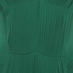 Pre Owned Alexander McQueen Green Jersey Pleated Sleeveless Midi Dress M