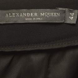 Pre Owned Alexander McQueen Black Crepe Wide Leg Trousers M