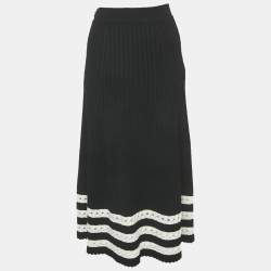 Pre Owned تنورة ألكسندر ماكوين محبوك مضلع أسود بقصة مفتوحة حتى الحافة وسطى صغيرة