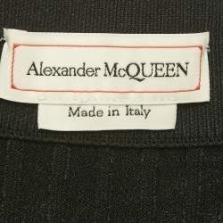 Pre Owned تنورة ألكسندر ماكوين محبوك مضلع أسود بقصة مفتوحة حتى الحافة وسطى صغيرة