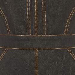 Pre Owned فسستان ألكسندر ماكوين جينز أزرق غامق غير متماثل موسع مقاس صغير (سمول)