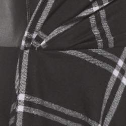 Pre Owned Alexander McQueen Black Check Pattern Wool Leather Corset Midi Dresses M