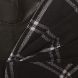 Pre Owned Alexander McQueen Black Check Pattern Wool Leather Corset Midi Dresses M