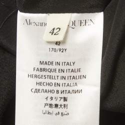 Pre Owned Alexander McQueen Black Check Pattern Wool Leather Corset Midi Dresses M