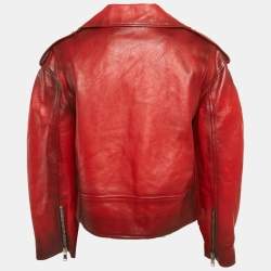 Pre Owned Alexander McQueen Red Real Lamb Leather Jacket M