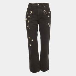 مملوكة مسبقًا Alexander McQueen Black Denim Embellished Jeans S/Waist 30"