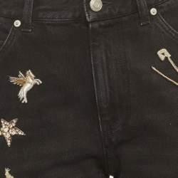 مملوكة مسبقًا Alexander McQueen Black Denim Embellished Jeans S/Waist 30"