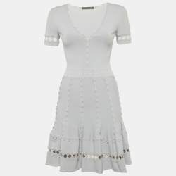 مملوكة مسبقًا فستان أليكسندر ماكوين أزرق مطاطي قصير مقاس صغير - سمول