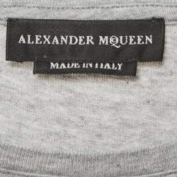 Pre Owned Alexander McQueen Grey graphic Print Crew Neck T-Shirt L