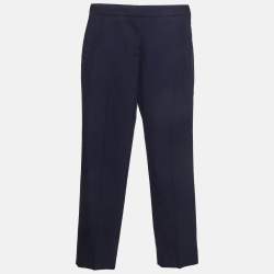 Pre Owned Alexander McQueen Blue Cotton Formal Trousers S
