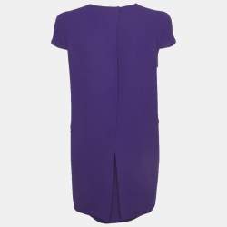 مملوكة مسبقًا Alexander McQueen Purple Wool Cape-Back Mini Dress S