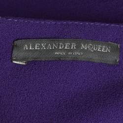 مملوكة مسبقًا Alexander McQueen Purple Wool Cape-Back Mini Dress S