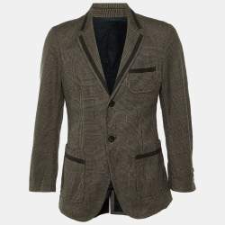 Pre Owned بليزر قطن ممزوج بالهاوندستوث بني ألكسندر ماكوين مقاس وسط (ميديوم)