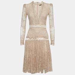 Pre Owned Alexander McQueen Pink Floral Tulle Midi Dress S