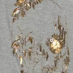 Pre Owned توب تانك ألكسندر ماكوين رمادي جيرسي مزين بشعار الجمجمة مقاس وسط (ميديم)