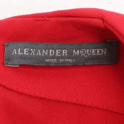 Pre Owned Alexander McQueen Red Wool Crepe Midi Dress S