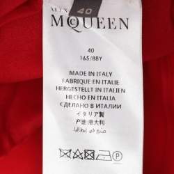 Pre Owned Alexander McQueen Red Wool Crepe Midi Dress S