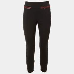 Pre Owned Alexander McQueen Black Wool Contrast Braid Detail Pants S