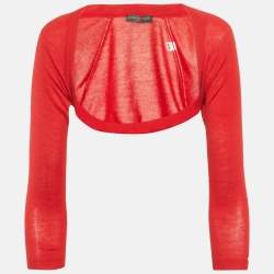 Pre Owned Alexander McQueen Red Knitted Shrug XS