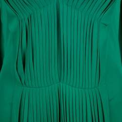 Pre Owned Alexander McQueen Emerald Green Knit Pleated Sleeveless Midi Dress M