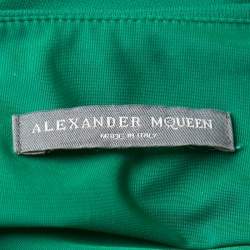 Pre Owned Alexander McQueen Emerald Green Knit Pleated Sleeveless Midi Dress M