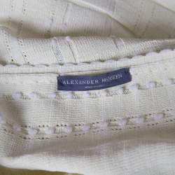 Pre Owned Alexander McQueen Yellow Stretch Perforated Knit Fit and Flare Dress M