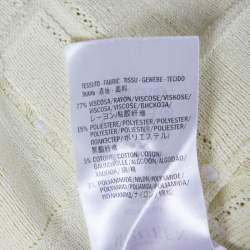 Pre Owned Alexander McQueen Yellow Stretch Perforated Knit Fit and Flare Dress M