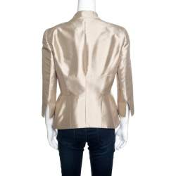 Pre Owned Alexander McQueen Champagne Silk Faux Lapel Mikado Blazer M