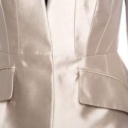 Pre Owned Alexander McQueen Champagne Silk Faux Lapel Mikado Blazer M