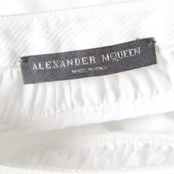 Alexander McQueen White Ruffled Gathered Trim Detail Long Sleeve Blouse M
