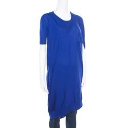 Alexander McQueen Blue Wool Draped Back Sweater Tunic XS
