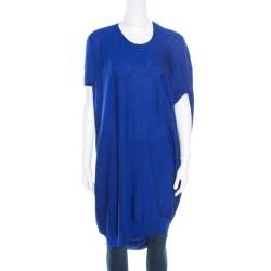 Alexander McQueen Blue Wool Draped Back Sweater Tunic XS