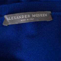 Alexander McQueen Blue Wool Draped Back Sweater Tunic XS
