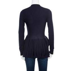 Alexander McQueen Navy Blue Wool Asymmetric Cardigan S