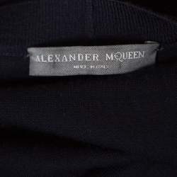 Alexander McQueen Navy Blue Wool Asymmetric Cardigan S