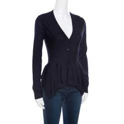 Alexander McQueen Navy Blue Wool Asymmetric Cardigan S