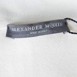 Alexander McQueen Ivory Rib Knit Contrast Cut Out Hem Detail Pencil Skirt S