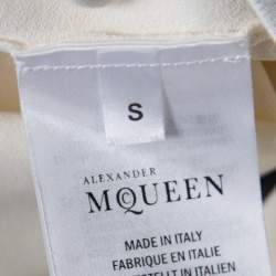 Alexander McQueen Ivory Rib Knit Contrast Cut Out Hem Detail Pencil Skirt S