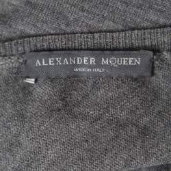 Alexander McQueen Grey Melange Wool Asymmetric Sleeve Oversized Shift Dress S