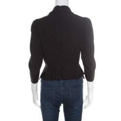Alexander McQueen Black Faux Layered Drape Detail Cropped Blazer S