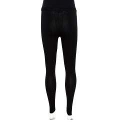 Pre Owned Alexander McQueen Black Stretch Knit Shimmer Mesh Insert Leggings S