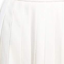 Pre Owned Alexander McQueen Ecru Fleece Wool Accordion Pleated Mini Skirt S