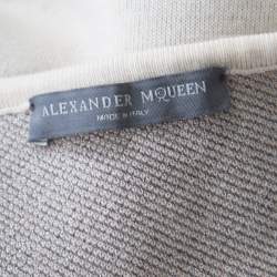 Pre Owned Alexander McQueen Beige Wool Floral Jacquard Lurex Knit Pencil Dress S