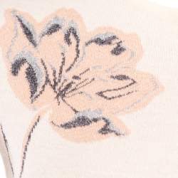 Pre Owned Alexander McQueen Beige Wool Floral Jacquard Lurex Knit Pencil Dress S