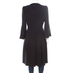 Pre Owned Alexander McQueen Black Pleated Coat Dress M