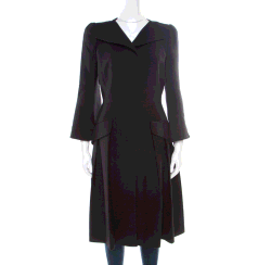 Pre Owned Alexander McQueen Black Pleated Coat Dress M