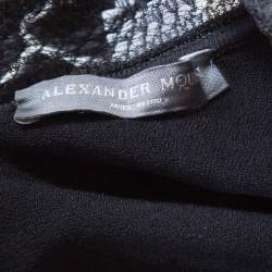 Pre Owned Alexander McQueen Monochrome Knit Ruffle Detail Top and Mini Skirt Set S/M