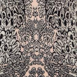 Pre Owned Alexander McQueen Bicolor Jacquard Knit Sleeveless Fit and Flare Dress M