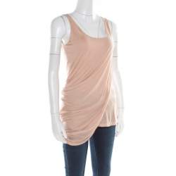 Alexander McQueen Peach Modal Jersey Layered Asymmetric Sleeveless Top M